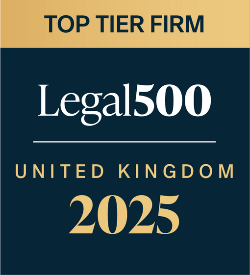 Icon stating Top Tier Firm Legal 500 United Kingdom 2025